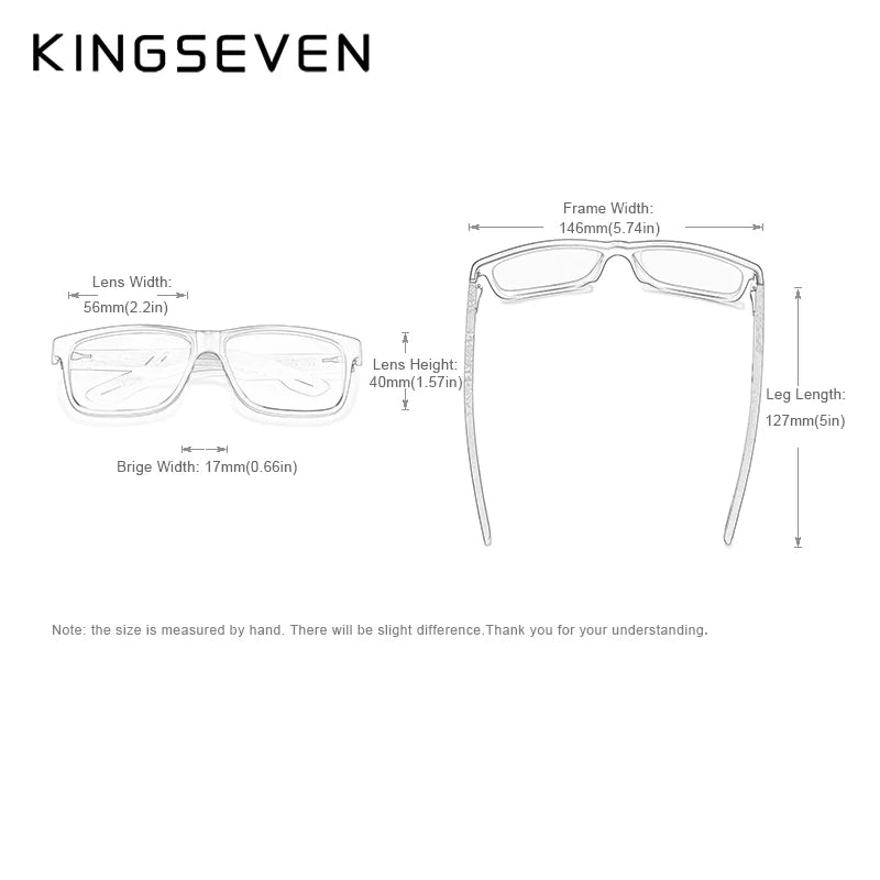 KINGSEVEN 100% Polarized Vintage Wooden Sunglasses