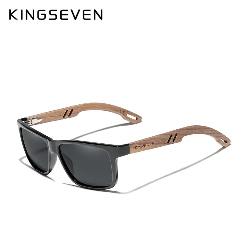 KINGSEVEN 100% Polarized Vintage Wooden Sunglasses