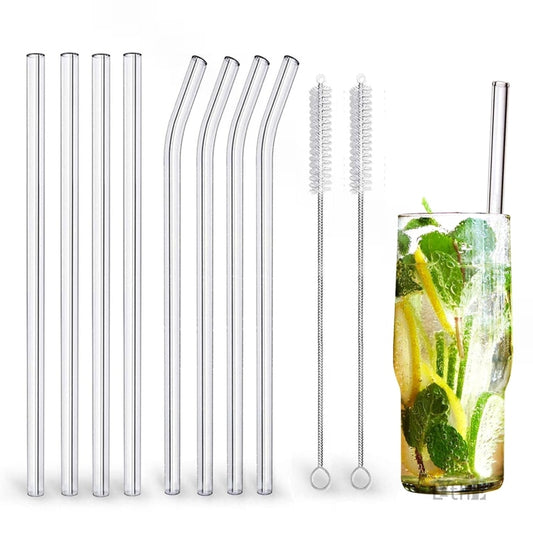 Glass Reusable Drinking Straws with Brushes