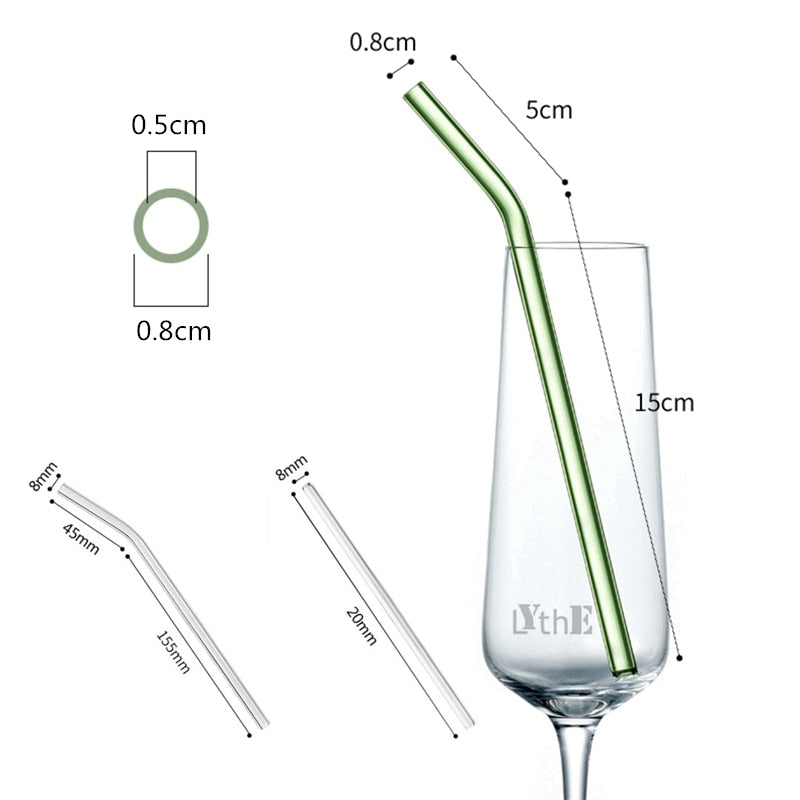 Glass Reusable Drinking Straws with Brushes