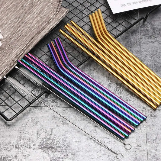 Colourful Stainless Steel Reusable Drinking Straw Sets