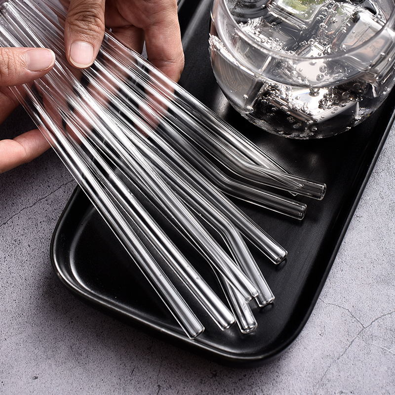 Glass Reusable Drinking Straws with Brushes