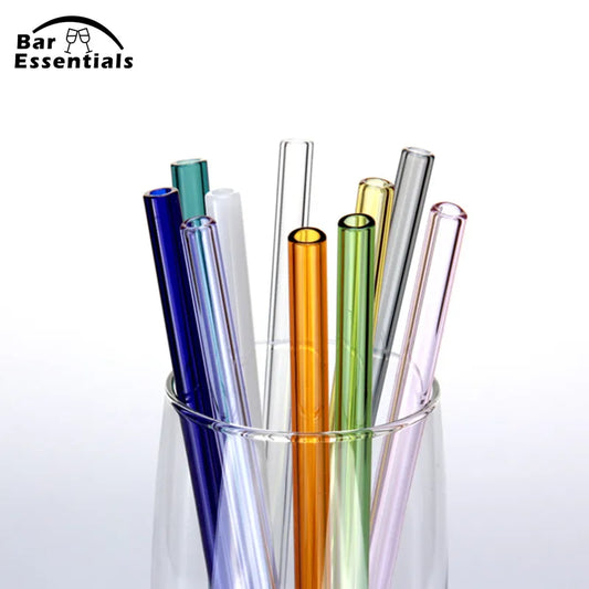 Glass Straight & Bent Drinking Glass Straws With Cleaning Brush & Carry Bag