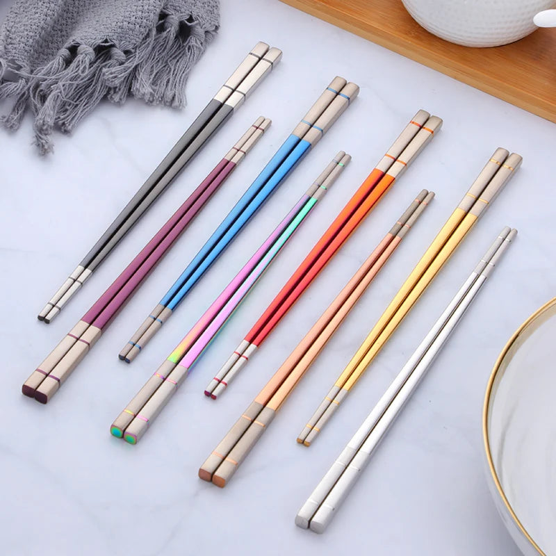 Luxury Reusable Stainless Steel Chopsticks Box Set