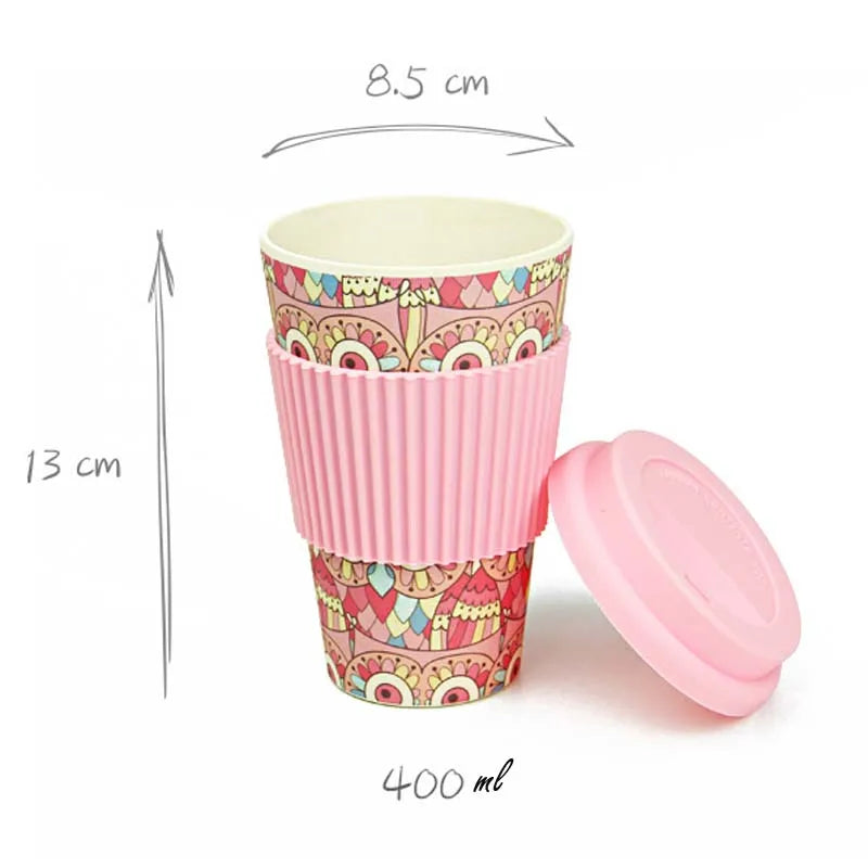 Arty Reusable Bamboo Fibre Coffee Cups With Silicone Lid