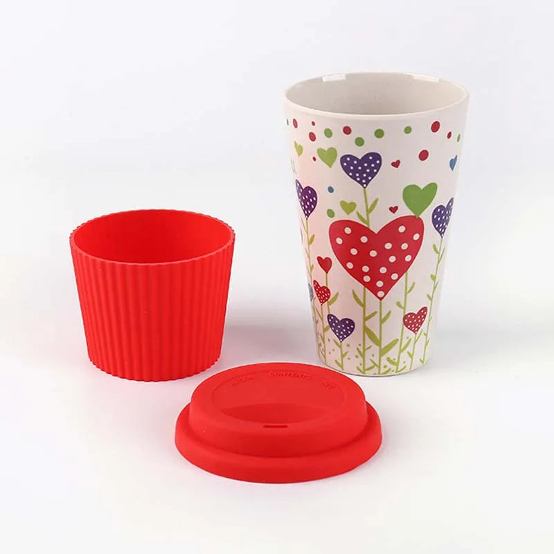 Arty Reusable Bamboo Fibre Coffee Cups With Silicone Lid