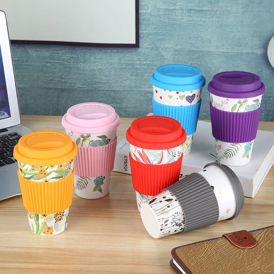 Reusable Bamboo Fibre Coffee Cup with Silicone Lid