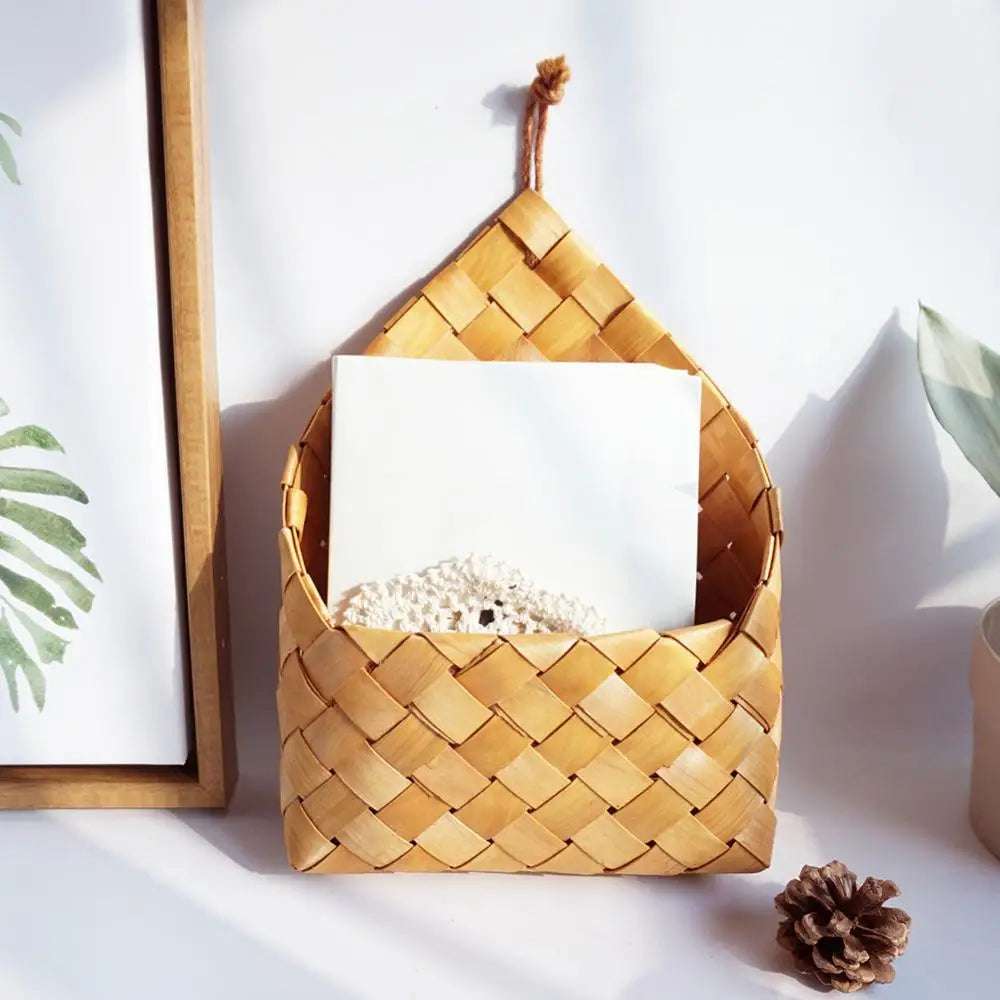 Bamboo Wall-Mountable Hand-Woven Storage Basket