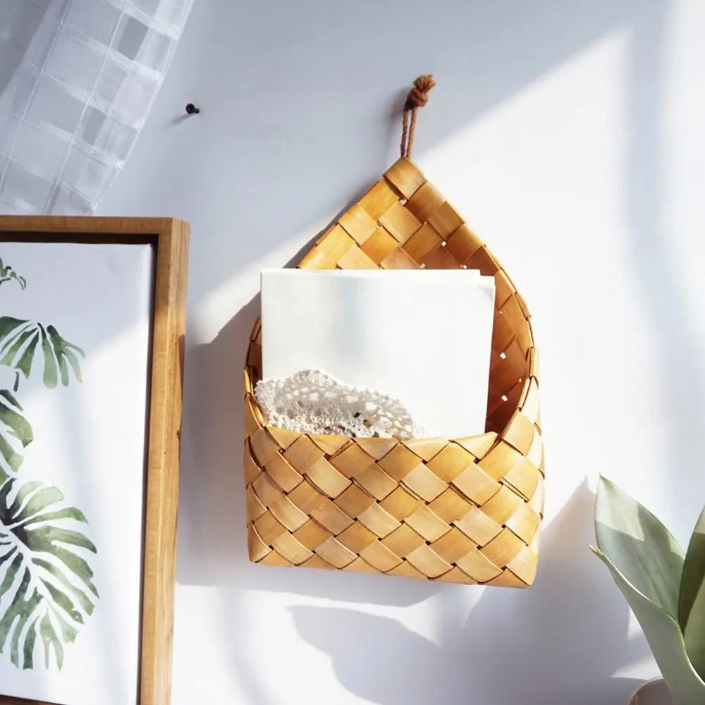 Bamboo Wall-Mountable Hand-Woven Storage Basket